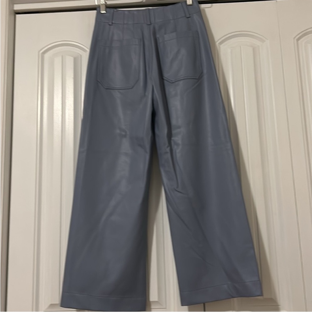Anthropologie Maeve The Colette Faux Leather Wide Leg Pants 26 W Blue - Picture 6 of 6